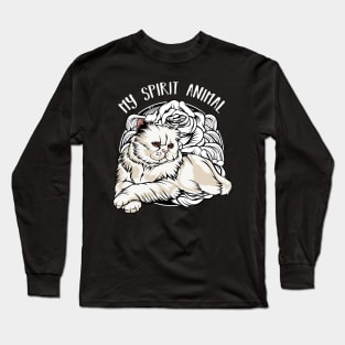 Persian Cat - My Spirit Animal - Cute Line-Art Cat Long Sleeve T-Shirt